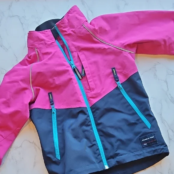 Polarn O. Pyret Pink & Blue All Weather Outdoor Utility Jacket 104 3-4Y - Picture 1 of 10